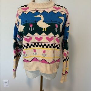 Kina and Tam Women's Turtleneck Sweater with Ducks